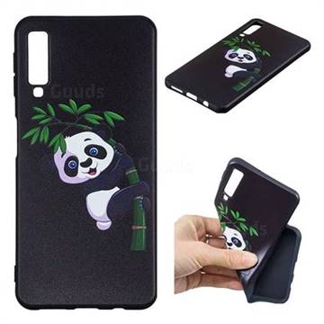 Bamboo Panda 3D Embossed Relief Black Soft Back Cover for Samsung Galaxy A7 (2018)