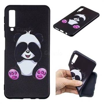 Lovely Panda 3D Embossed Relief Black Soft Back Cover for Samsung Galaxy A7 (2018)