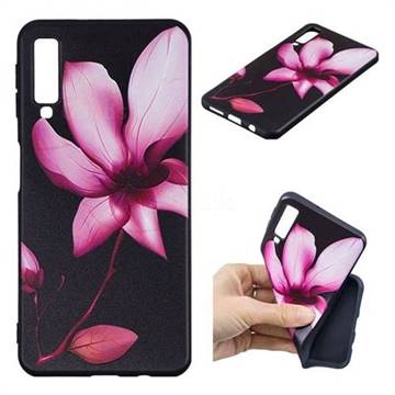 Lotus Flower 3D Embossed Relief Black Soft Back Cover for Samsung Galaxy A7 (2018)