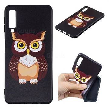 Big Owl 3D Embossed Relief Black Soft Back Cover for Samsung Galaxy A7 (2018)