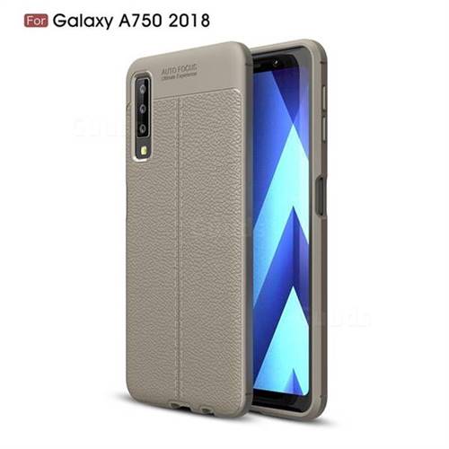 Luxury Auto Focus Litchi Texture Silicone TPU Back Cover for Samsung Galaxy A7 (2018) - Gray