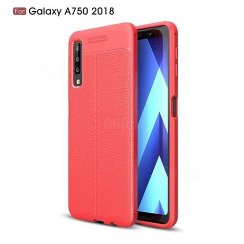 Luxury Auto Focus Litchi Texture Silicone TPU Back Cover for Samsung Galaxy A7 (2018) - Red