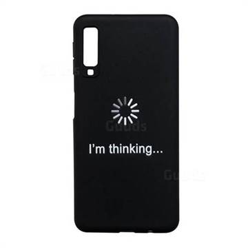 Thinking Stick Figure Matte Black TPU Phone Cover for Samsung Galaxy A7 (2018)