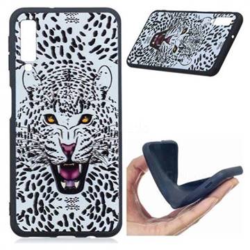 Snow Leopard 3D Embossed Relief Black Soft Back Cover for Samsung Galaxy A7 (2018)