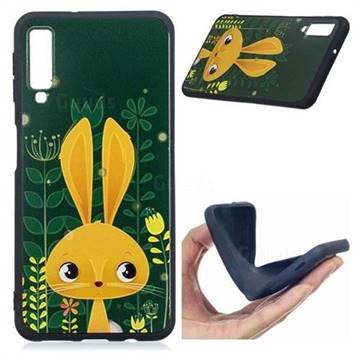 Cute Rabbit 3D Embossed Relief Black Soft Back Cover for Samsung Galaxy A7 (2018)