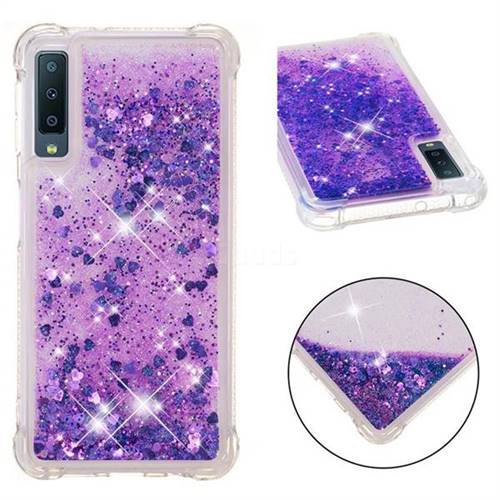 Dynamic Liquid Glitter Sand Quicksand Star TPU Case for Samsung Galaxy A7 (2018) - Purple
