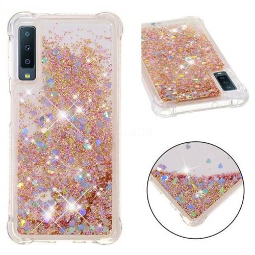 Dynamic Liquid Glitter Sand Quicksand Star TPU Case for Samsung Galaxy A7 (2018) - Diamond Gold