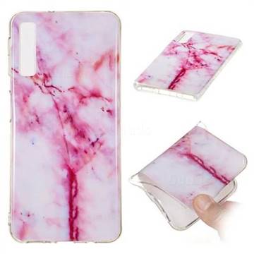 Red Grain Soft TPU Marble Pattern Phone Case for Samsung Galaxy A7 (2018)