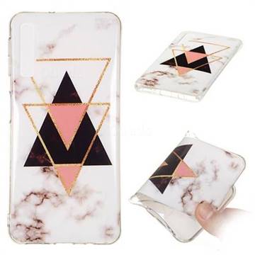Inverted Triangle Black Soft TPU Marble Pattern Phone Case for Samsung Galaxy A7 (2018)
