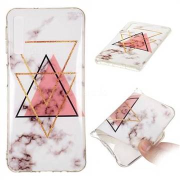 Inverted Triangle Powder Soft TPU Marble Pattern Phone Case for Samsung Galaxy A7 (2018)