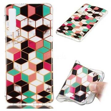 Three-dimensional Square Soft TPU Marble Pattern Phone Case for Samsung Galaxy A7 (2018)
