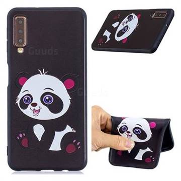 Cute Pink Panda 3D Embossed Relief Black Soft Phone Back Cover for Samsung Galaxy A7 (2018)