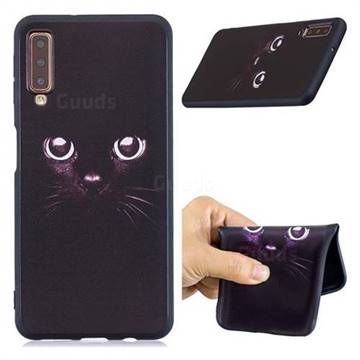 Black Cat Eyes 3D Embossed Relief Black Soft Phone Back Cover for Samsung Galaxy A7 (2018)