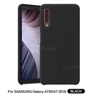 Howmak Slim Liquid Silicone Rubber Shockproof Phone Case Cover for Samsung Galaxy A7 (2018) - Black
