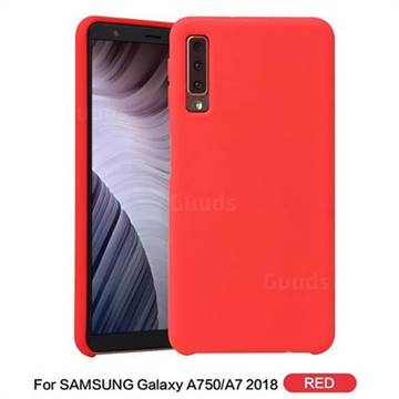 Howmak Slim Liquid Silicone Rubber Shockproof Phone Case Cover for Samsung Galaxy A7 (2018) - Red