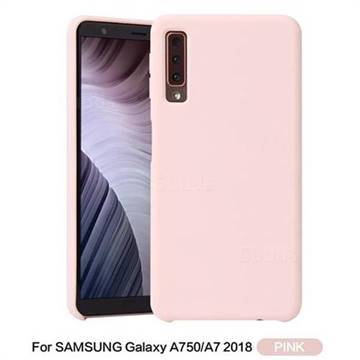 Howmak Slim Liquid Silicone Rubber Shockproof Phone Case Cover for Samsung Galaxy A7 (2018) - Pink