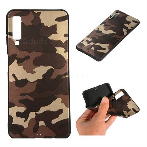 Camouflage Soft TPU Back Cover for Samsung Galaxy A7 (2018) - Gold Coffee