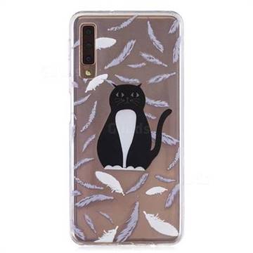 Feather Black Cat Super Clear Soft TPU Back Cover for Samsung Galaxy A7 (2018)