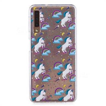 Rainbow Running Unicorn Super Clear Soft TPU Back Cover for Samsung Galaxy A7 (2018)