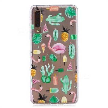 Cactus Flamingos Super Clear Soft TPU Back Cover for Samsung Galaxy A7 (2018)