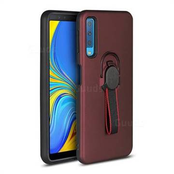 Raytheon Multi-function Ribbon Stand Back Cover for Samsung Galaxy A7 (2018) A750 - Wine Red