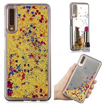 Glitter Sand Mirror Quicksand Dynamic Liquid Star TPU Case for Samsung Galaxy A7 (2018) A750 - Yellow