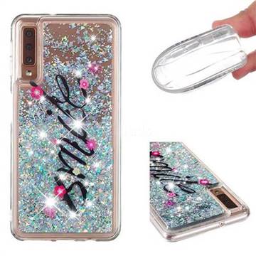 Smile Flower Dynamic Liquid Glitter Quicksand Soft TPU Case for Samsung Galaxy A7 (2018) A750