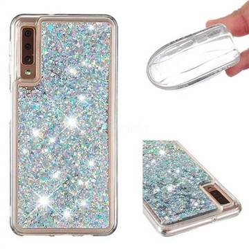 Dynamic Liquid Glitter Quicksand Sequins TPU Phone Case for Samsung Galaxy A7 (2018) A750 - Silver