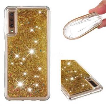 Dynamic Liquid Glitter Quicksand Sequins TPU Phone Case for Samsung Galaxy A7 (2018) A750 - Golden