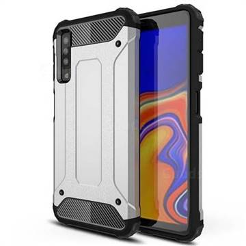 King Kong Armor Premium Shockproof Dual Layer Rugged Hard Cover for Samsung Galaxy A7 (2018) A750 - Technology Silver