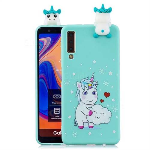 Heart Unicorn Soft 3D Climbing Doll Soft Case for Samsung Galaxy A7 (2018) A750