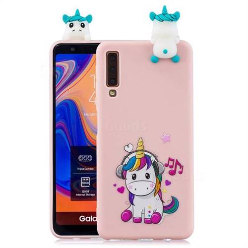 Music Unicorn Soft 3D Climbing Doll Soft Case for Samsung Galaxy A7 (2018) A750