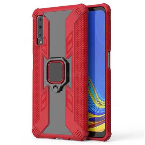 Predator Armor Metal Ring Grip Shockproof Dual Layer Rugged Hard Cover for Samsung Galaxy A7 (2018) A750 - Red