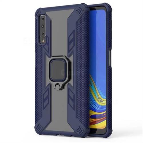 Predator Armor Metal Ring Grip Shockproof Dual Layer Rugged Hard Cover for Samsung Galaxy A7 (2018) A750 - Blue