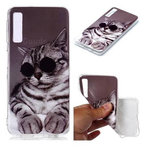 Kitten with Sunglasses Soft TPU Cell Phone Back Cover for Samsung Galaxy A7 (2018) A750