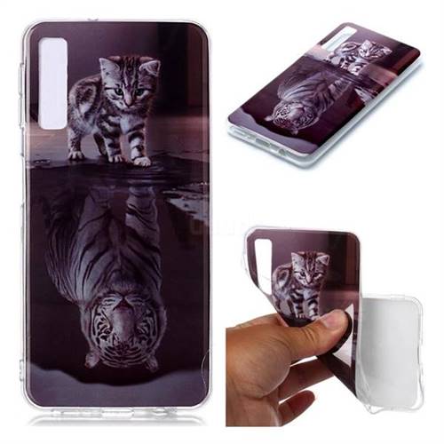 Cat and Tiger Soft TPU Cell Phone Back Cover for Samsung Galaxy A7 (2018) A750