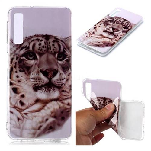 White Leopard Soft TPU Cell Phone Back Cover for Samsung Galaxy A7 (2018) A750