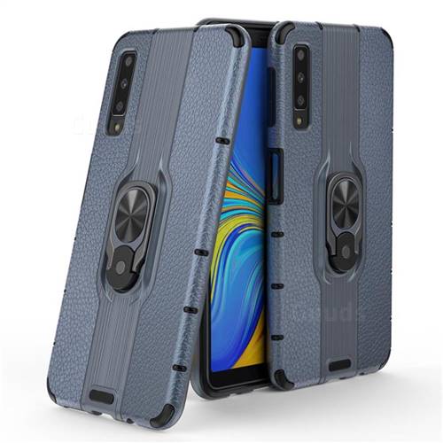 Alita Battle Angel Armor Metal Ring Grip Shockproof Dual Layer Rugged Hard Cover for Samsung Galaxy A7 (2018) A750 - Blue