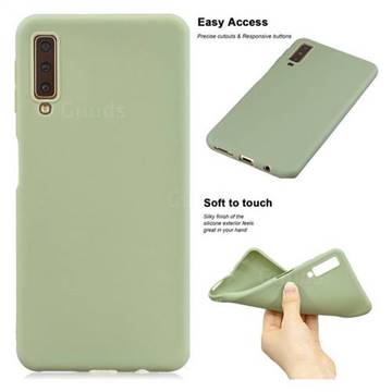 Soft Matte Silicone Phone Cover for Samsung Galaxy A7 (2018) A750 - Bean Green