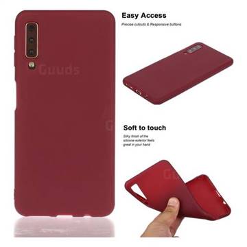 Soft Matte Silicone Phone Cover for Samsung Galaxy A7 (2018) A750 - Wine Red