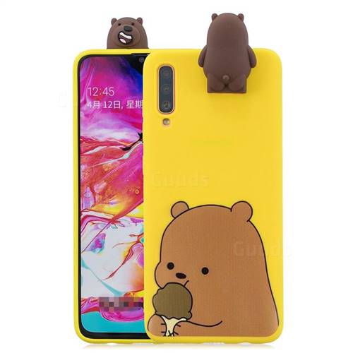 Brown Bear Soft 3D Climbing Doll Stand Soft Case for Samsung Galaxy A7 (2018) A750