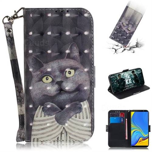 Cat Embrace 3D Painted Leather Wallet Phone Case for Samsung Galaxy A7 (2018)