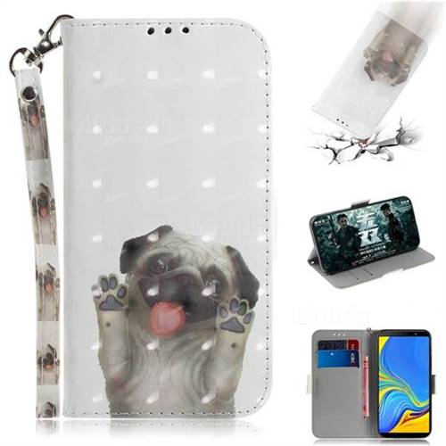Pug Dog 3D Painted Leather Wallet Phone Case for Samsung Galaxy A7 (2018)