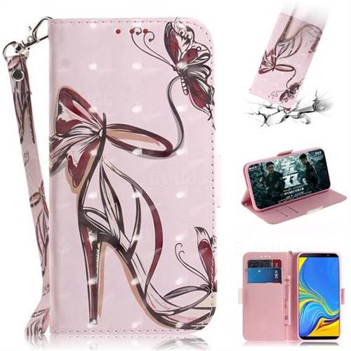 Butterfly High Heels 3D Painted Leather Wallet Phone Case for Samsung Galaxy A7 (2018)