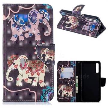 Totem Elephant 3D Painted Leather Wallet Phone Case for Samsung Galaxy A7 (2018)