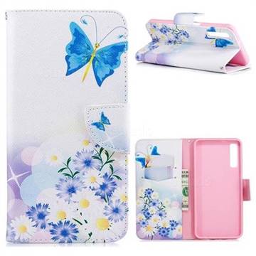 Butterflies Flowers Leather Wallet Case for Samsung Galaxy A7 (2018)