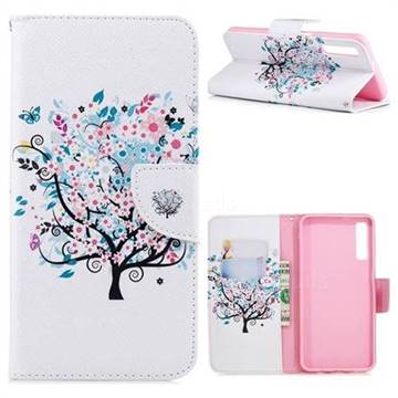 Colorful Tree Leather Wallet Case for Samsung Galaxy A7 (2018)