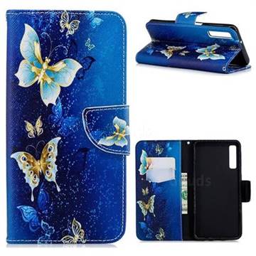 Golden Butterflies Leather Wallet Case for Samsung Galaxy A7 (2018)