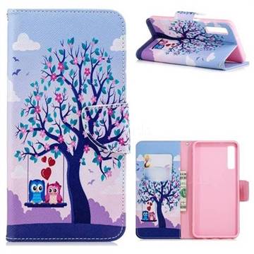 Tree and Owls Leather Wallet Case for Samsung Galaxy A7 (2018)