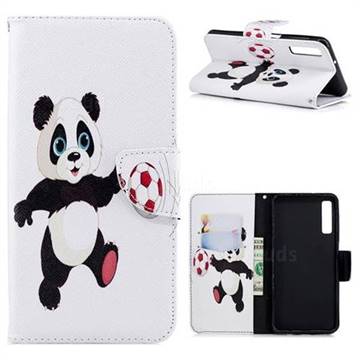 Football Panda Leather Wallet Case for Samsung Galaxy A7 (2018)